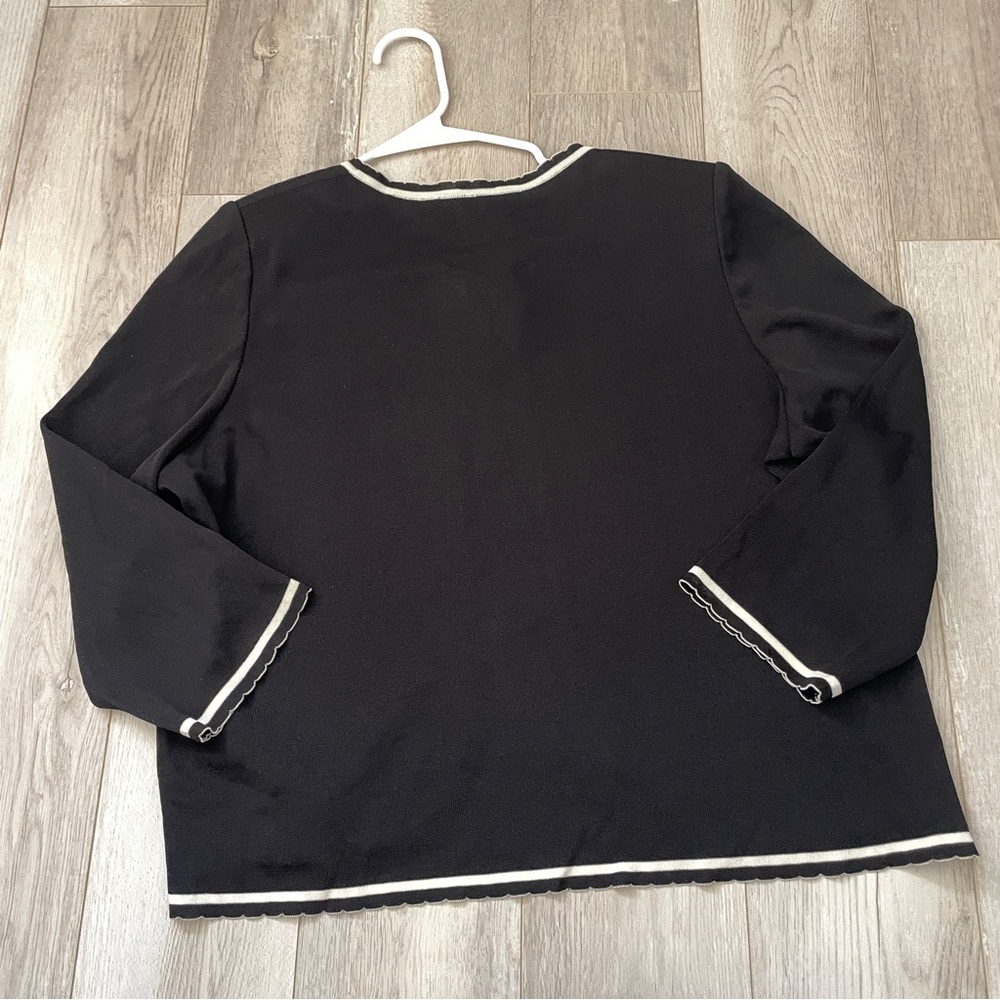 Misook Classic Cardigan chic tie front crop womens Black (large) 90s parisian - Picture 4 of 5